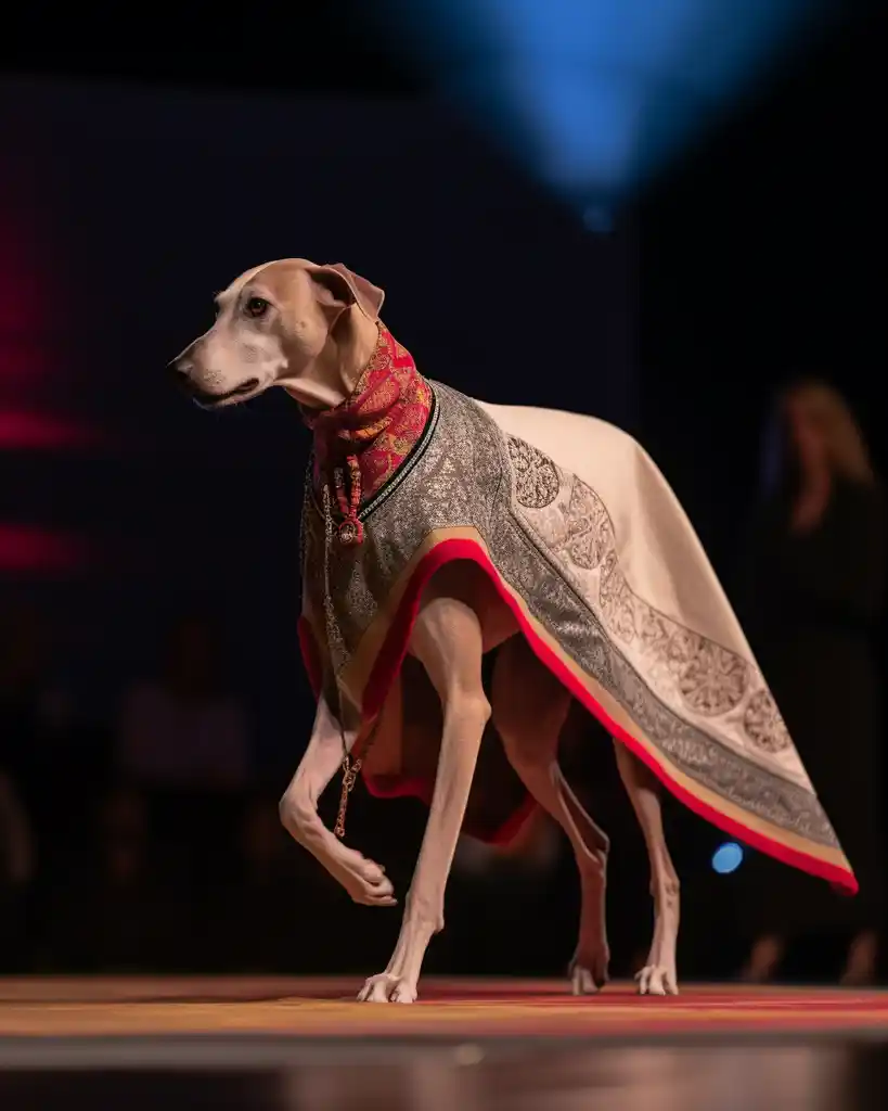 A sleek Azawakh runway look 1