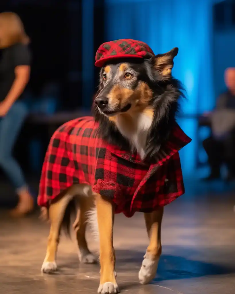 A stylish border collie runway look 1