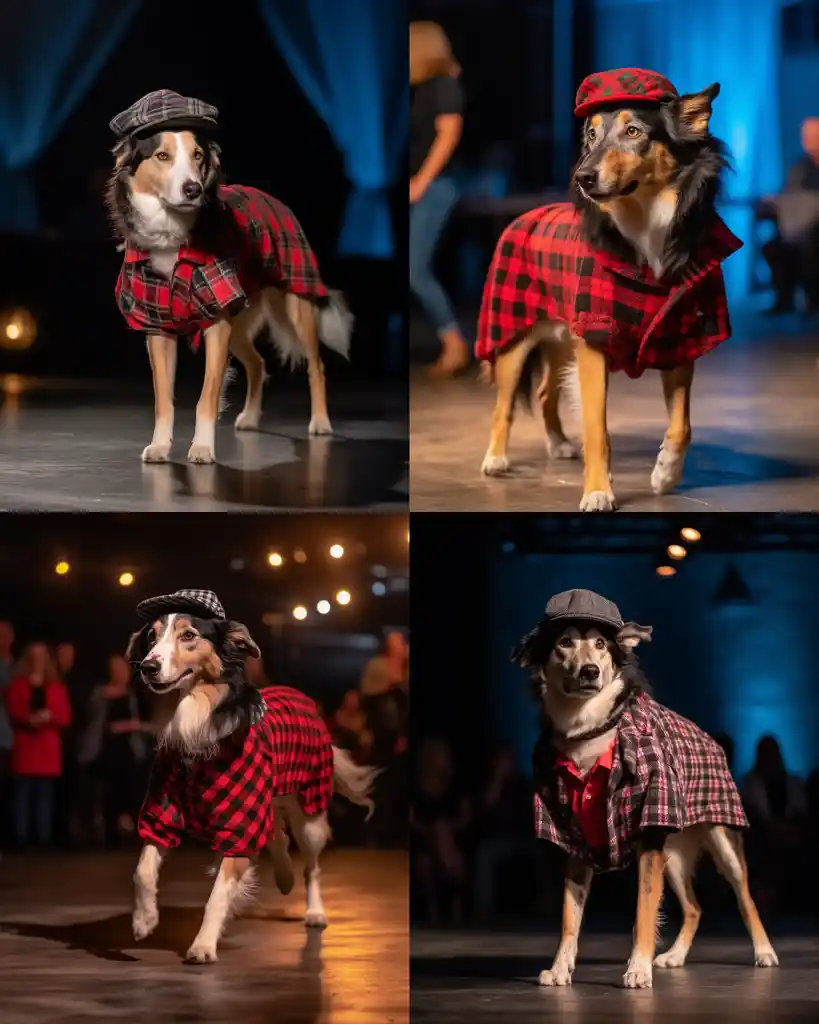 A stylish border collie runway look 2