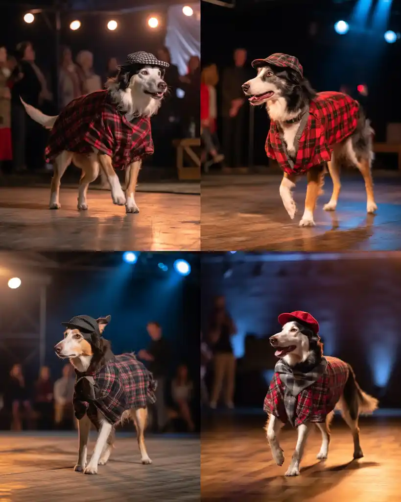 A stylish border collie runway look 3
