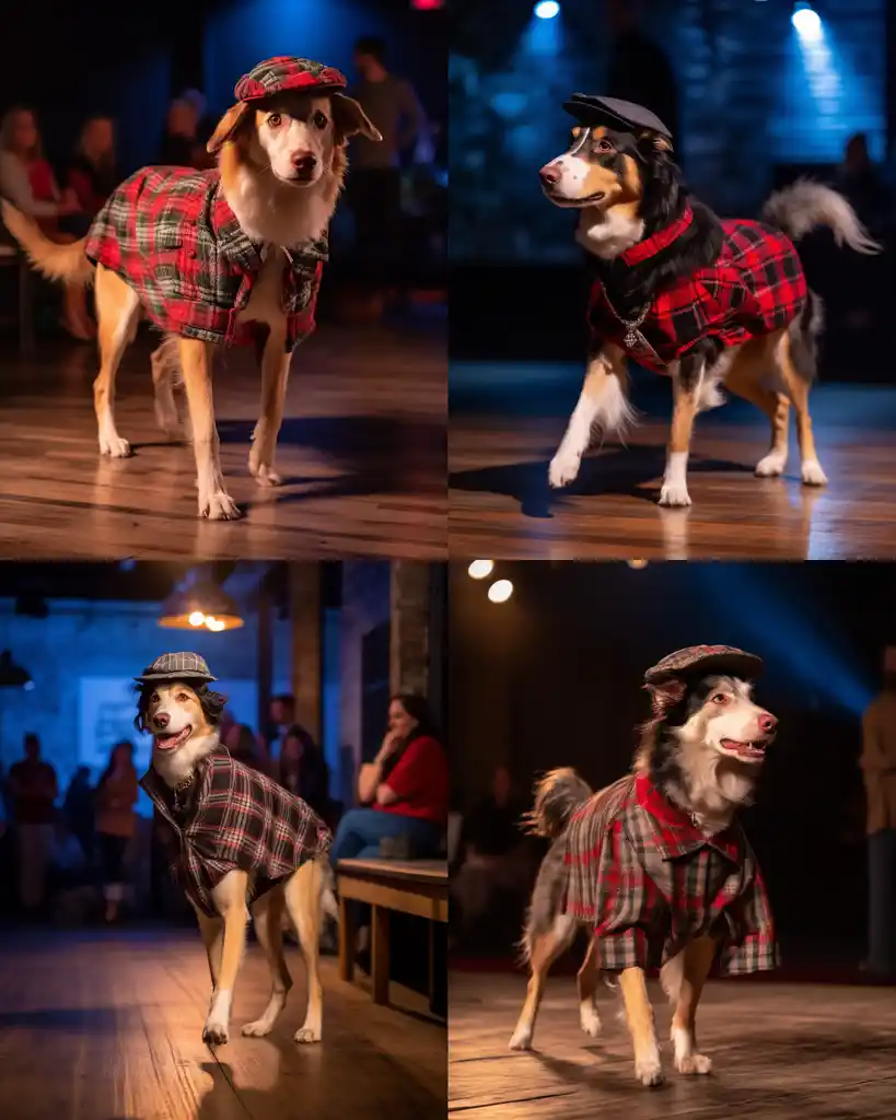 A stylish border collie runway look 4