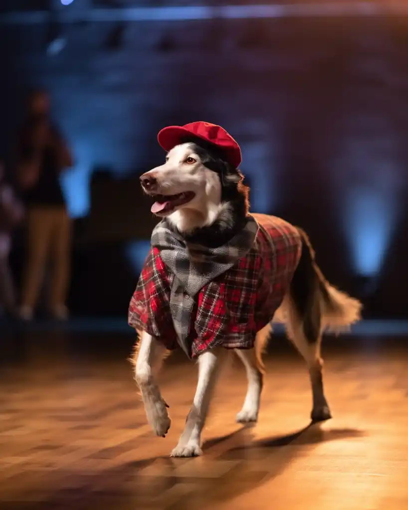 A stylish border collie runway look 6