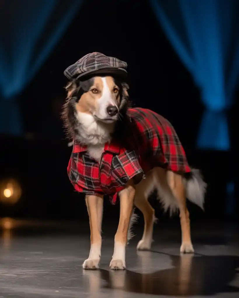 A stylish border collie runway look 7