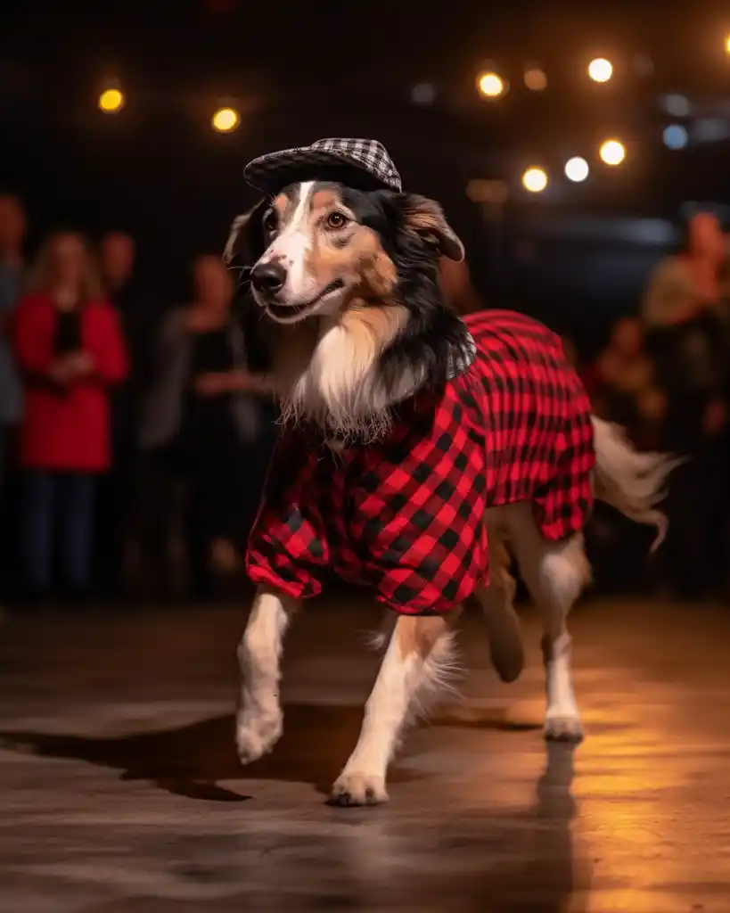 A stylish border collie runway look 10