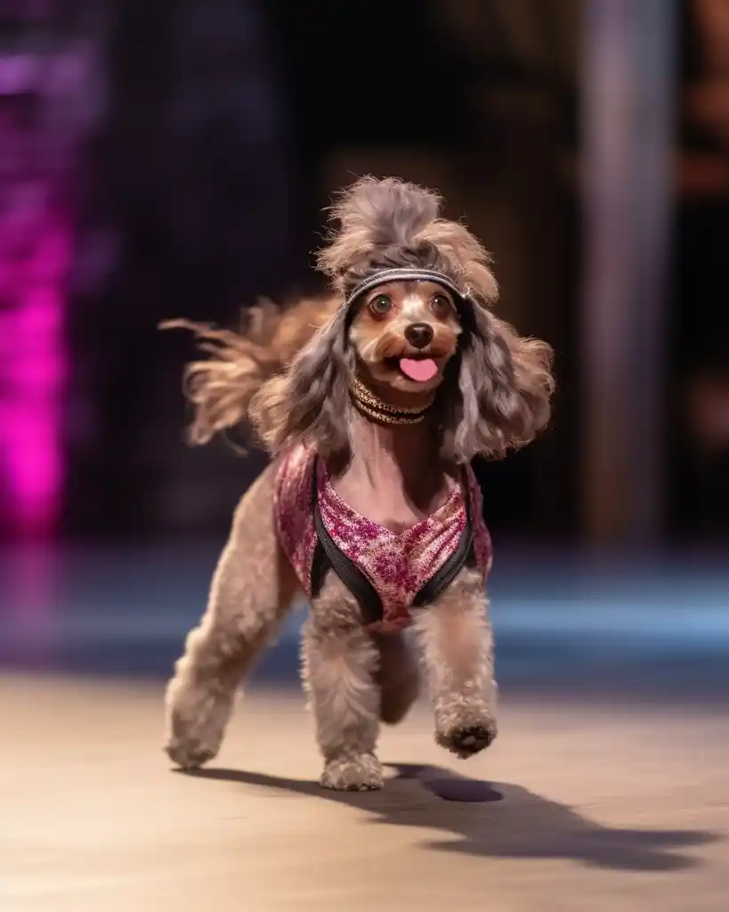 A fashionable Cavapoo runway look 1