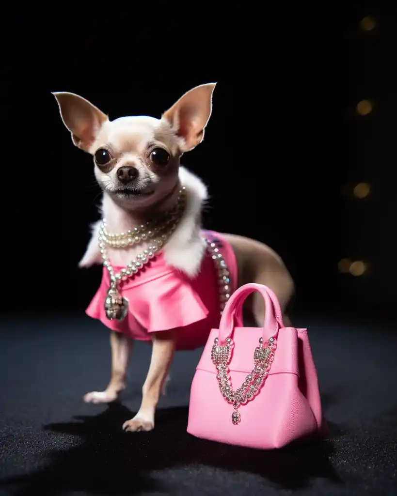 A fashionable Chihuahua runway look 1