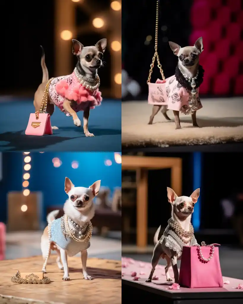 A fashionable Chihuahua runway look 2