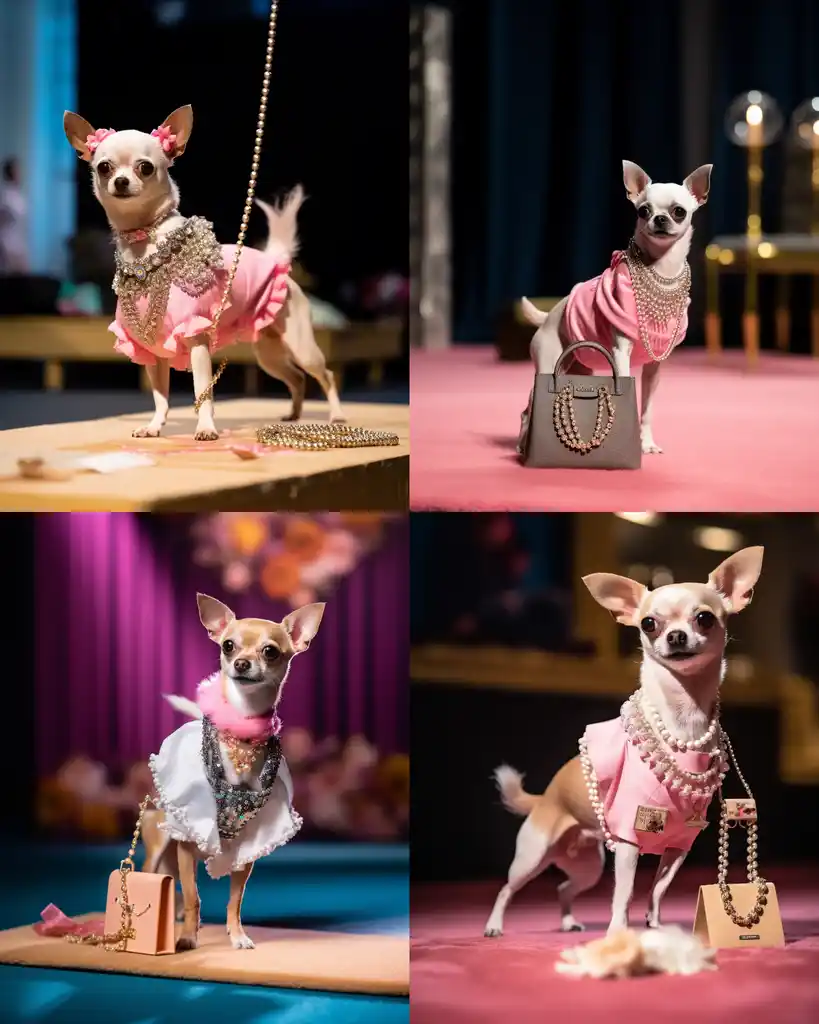 A fashionable Chihuahua runway look 4