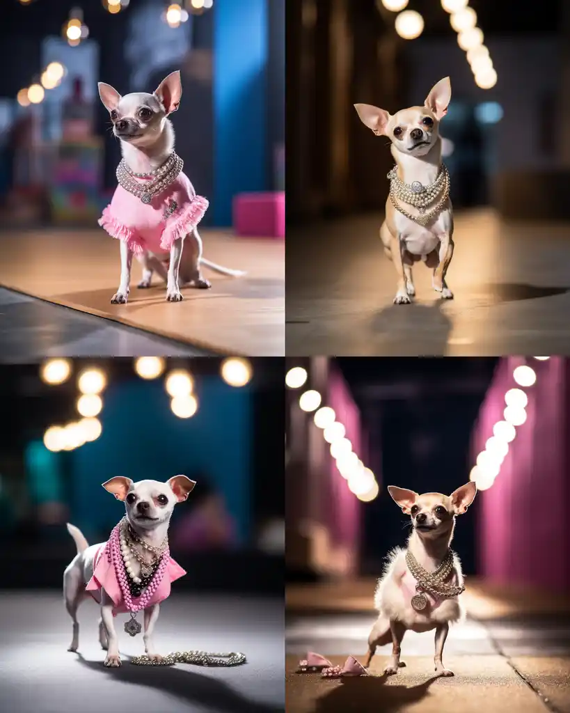 A fashionable Chihuahua runway look 5