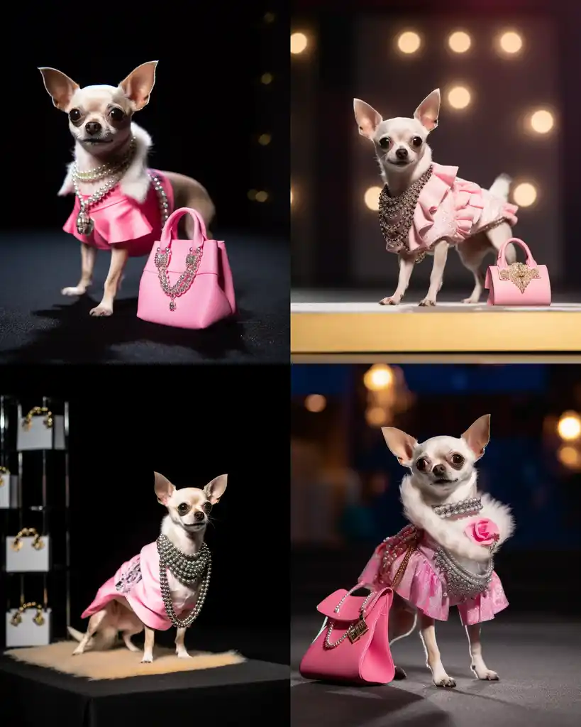A fashionable Chihuahua runway look 6