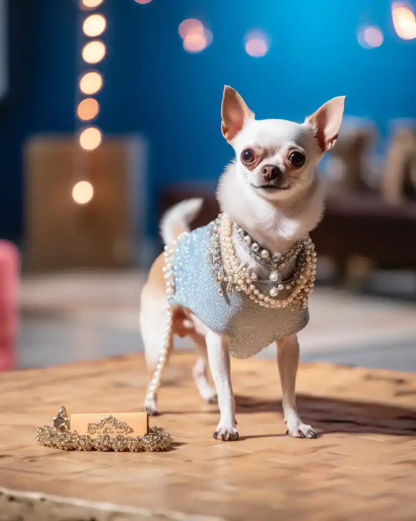 A fashionable Chihuahua runway look 8