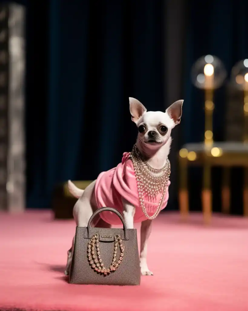 A fashionable Chihuahua runway look 9