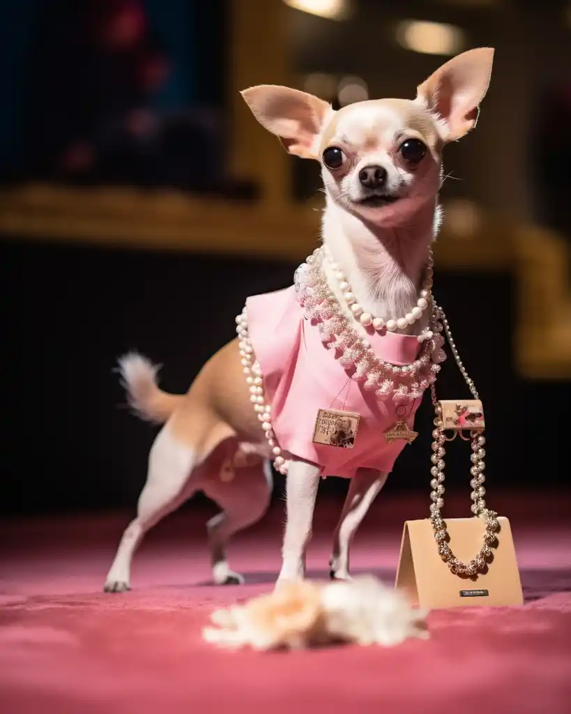 A fashionable Chihuahua runway look 10