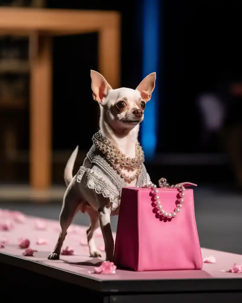 A fashionable Chihuahua runway look 11