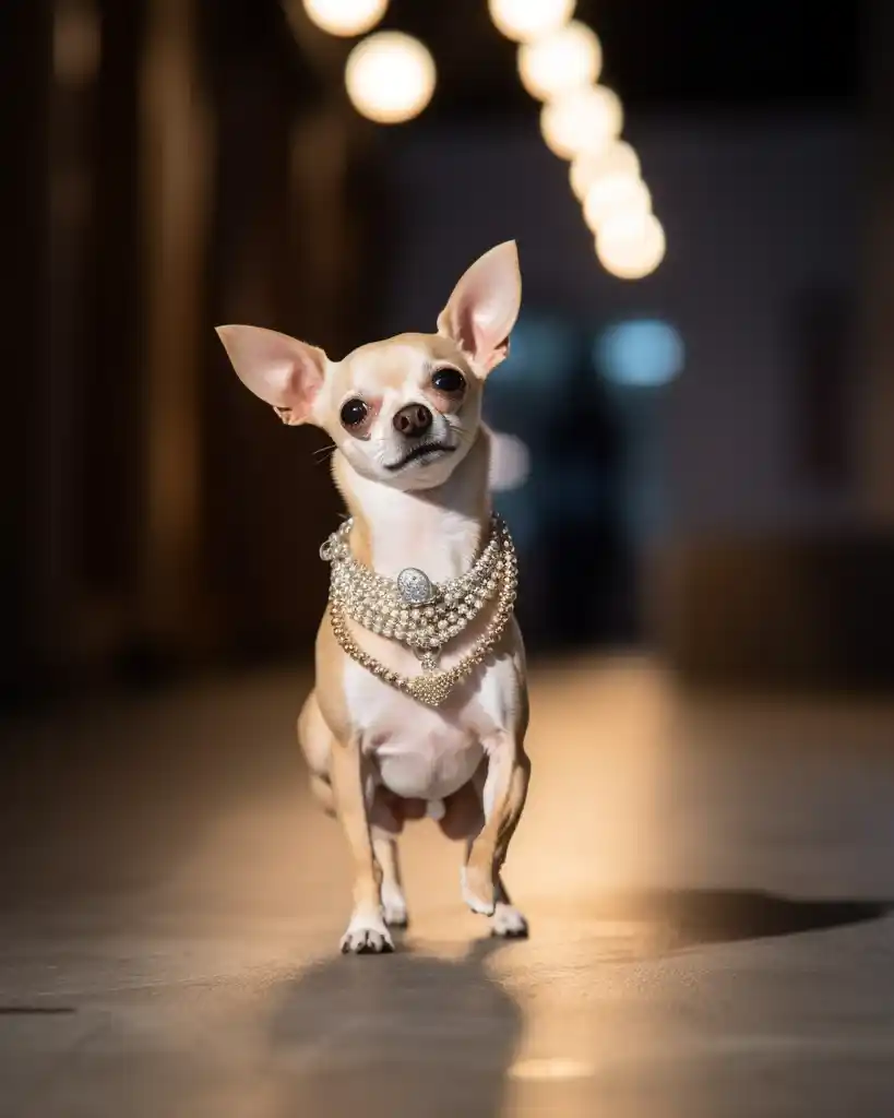 A fashionable Chihuahua runway look 12
