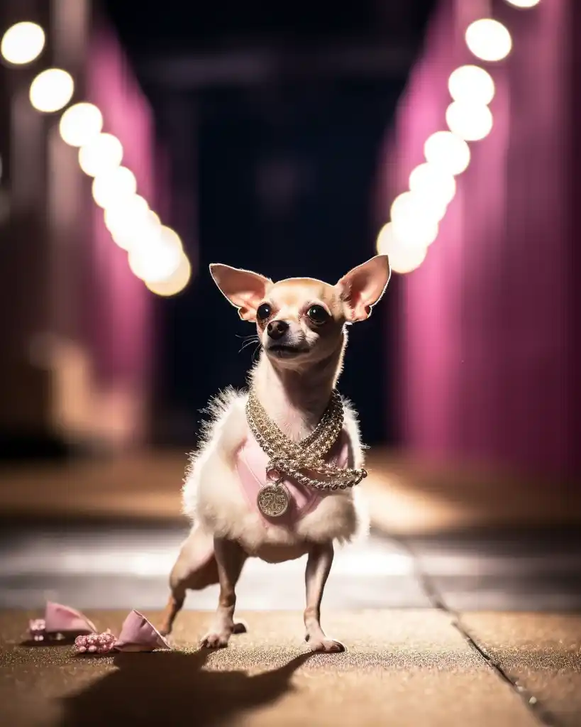 A fashionable Chihuahua runway look 15
