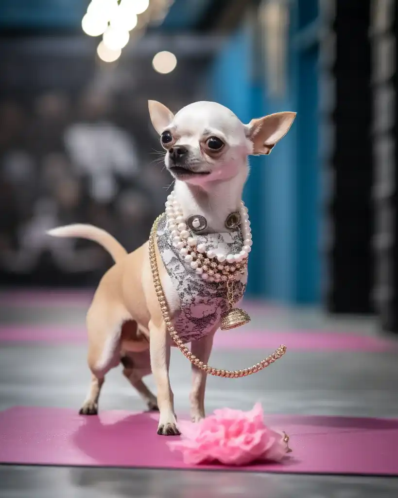 A fashionable Chihuahua runway look 16