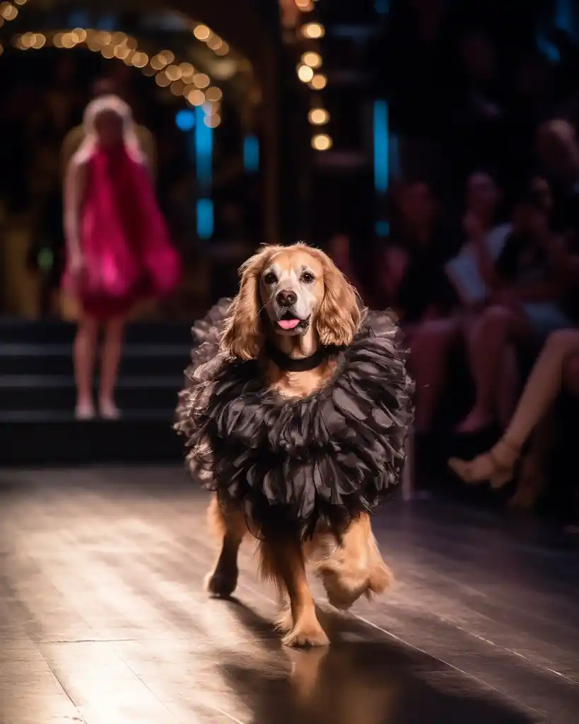 An elegant Cocker Spaniel runway look 7