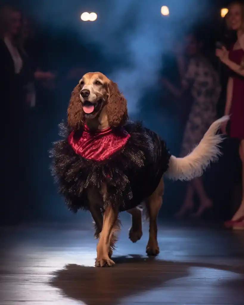 An elegant Cocker Spaniel runway look 8