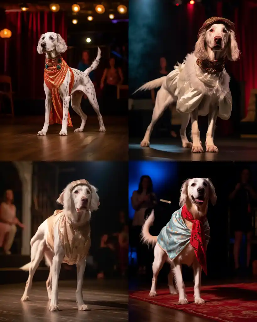 An elegant English Setter runway look 3