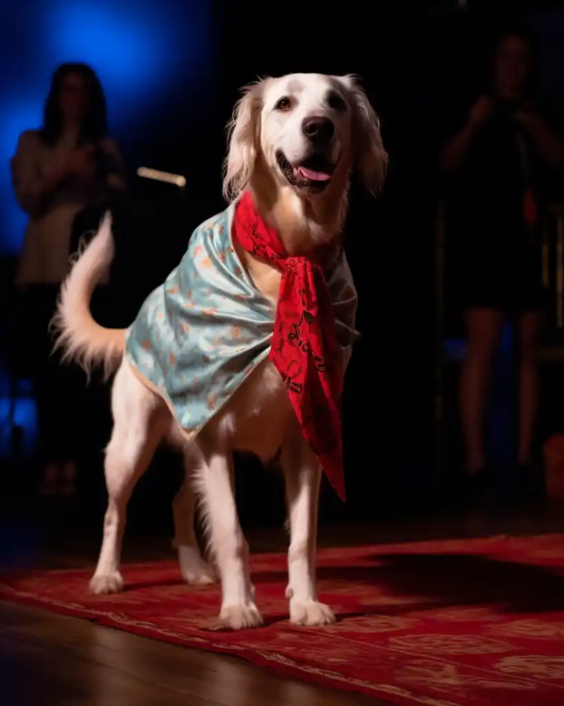 An elegant English Setter runway look 7