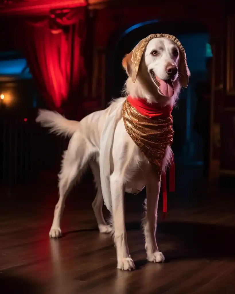 An elegant English Setter runway look 9