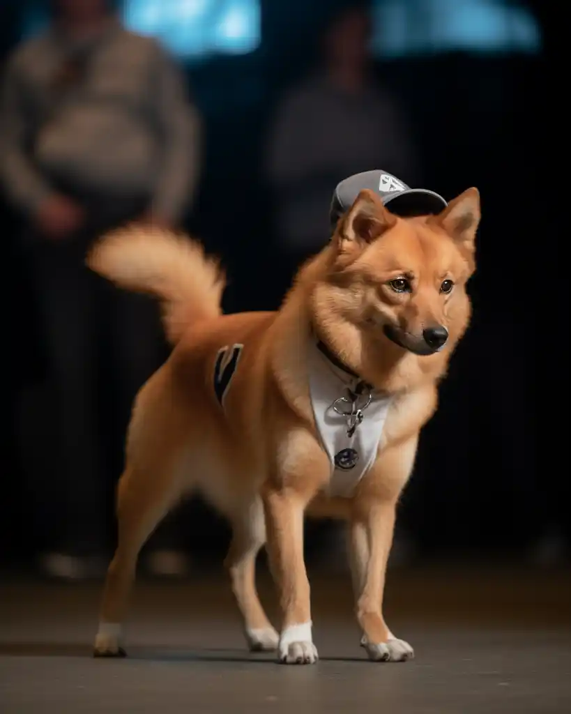 A stylish Finnish Spitz runway look 1