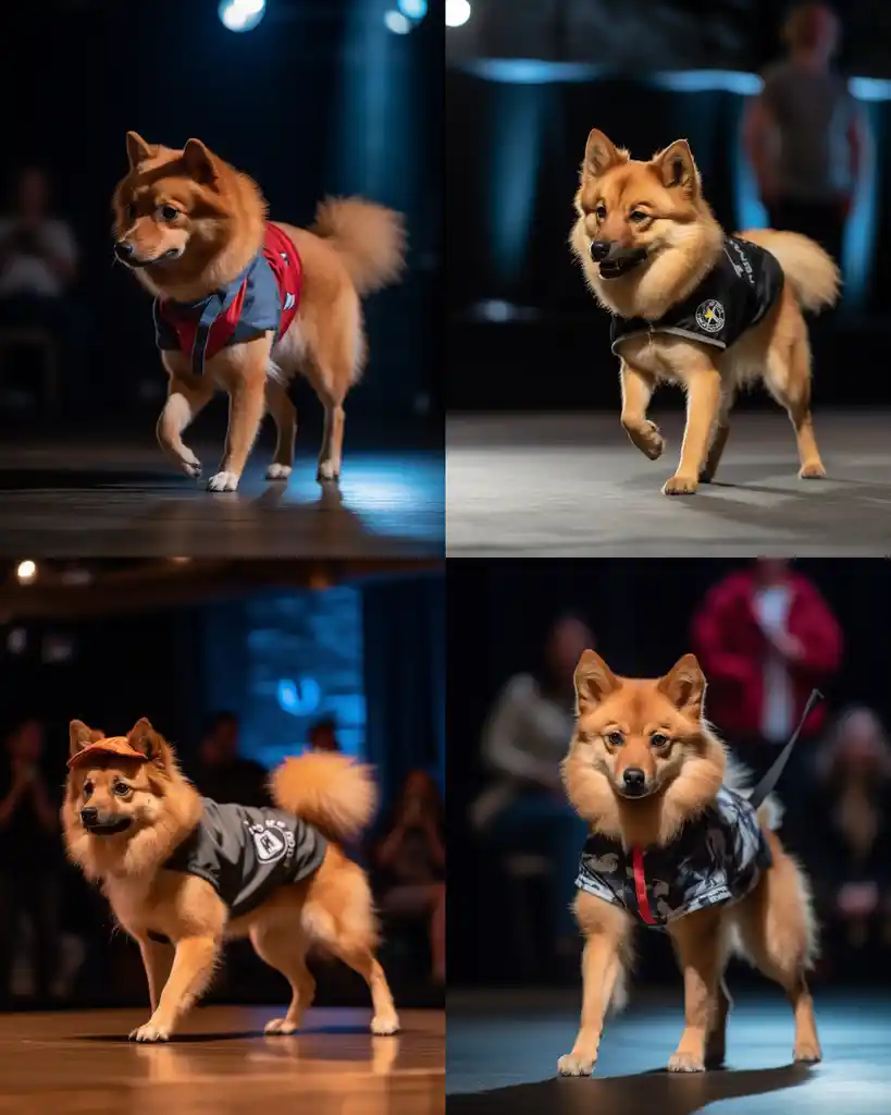 A stylish Finnish Spitz runway look 2