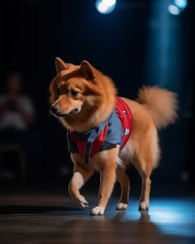 A stylish Finnish Spitz runway look 4