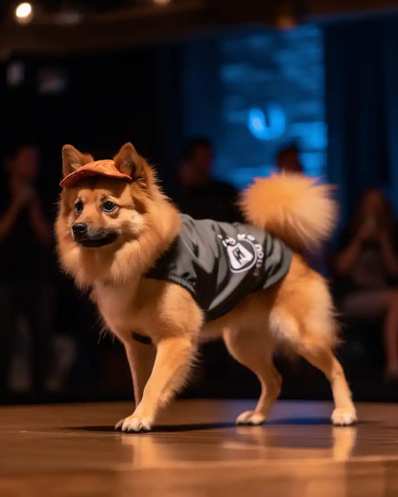 A stylish Finnish Spitz runway look 5