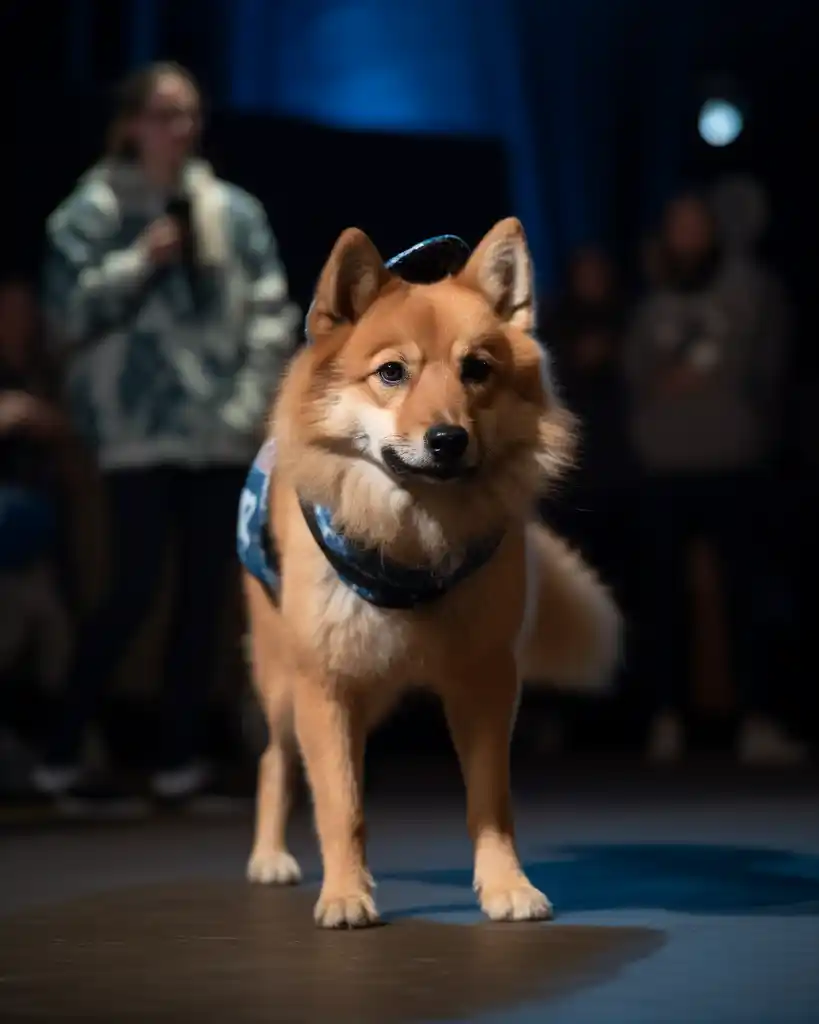 A stylish Finnish Spitz runway look 6
