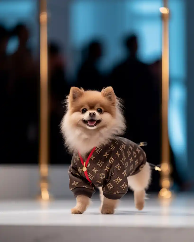 A cute Pomeranian runway look 7