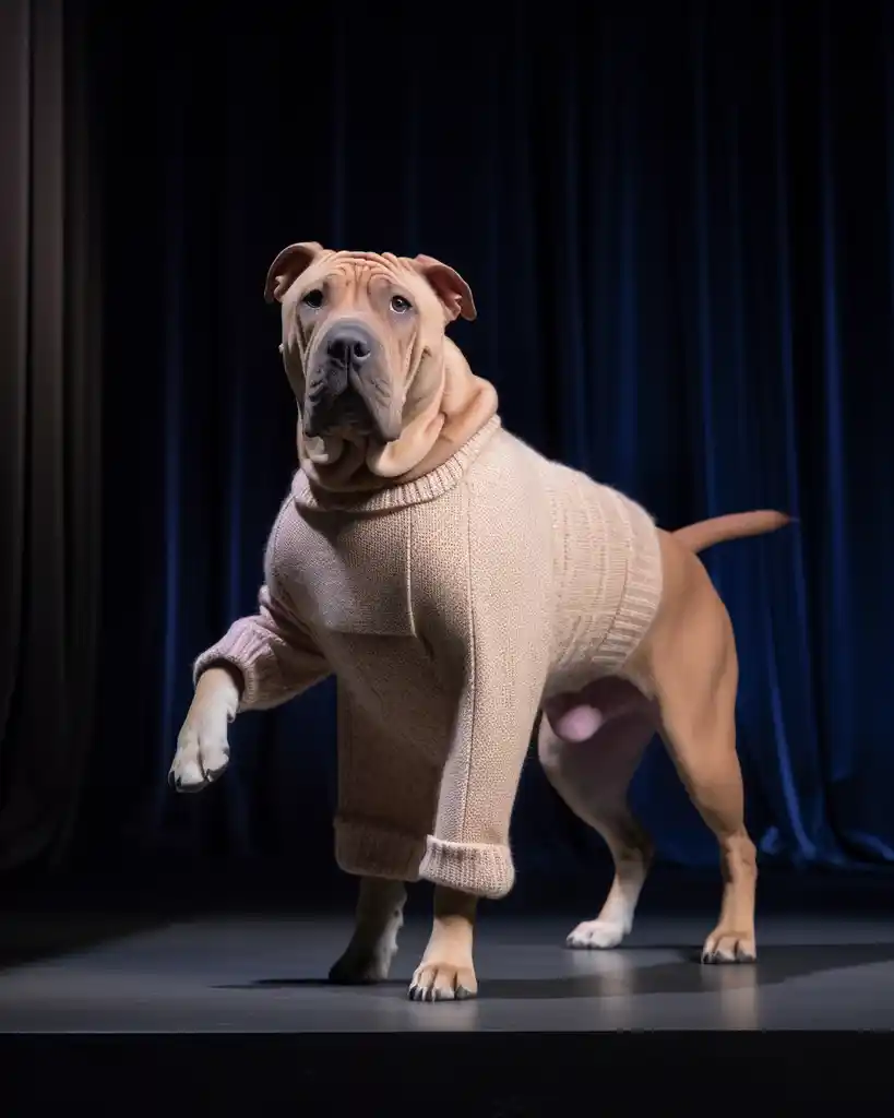 A sophisticated Shar Pei runway look 6