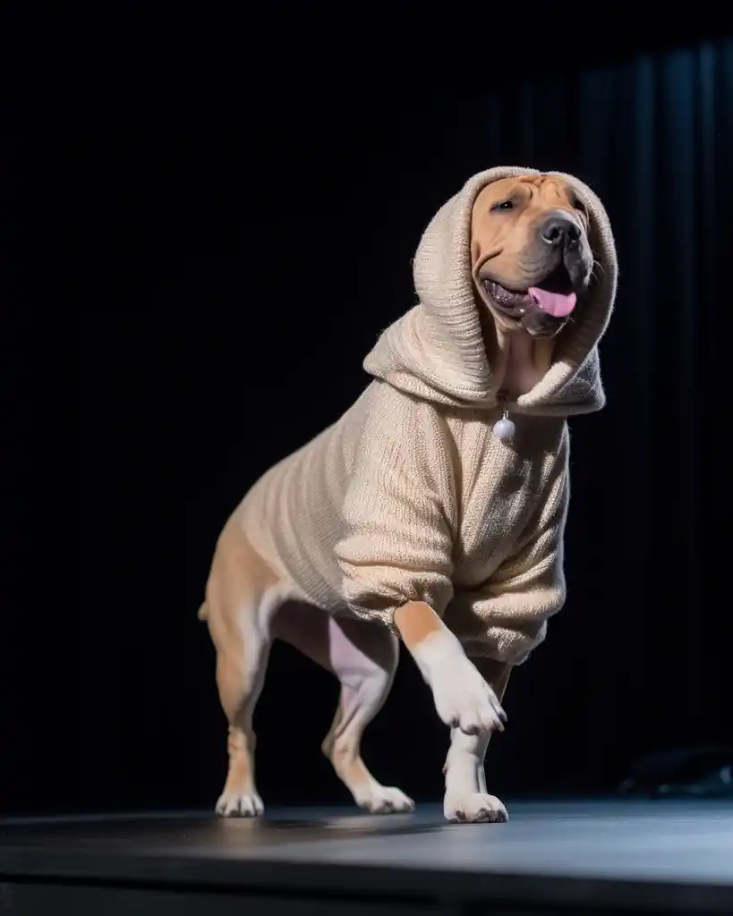 A sophisticated Shar Pei runway look 7