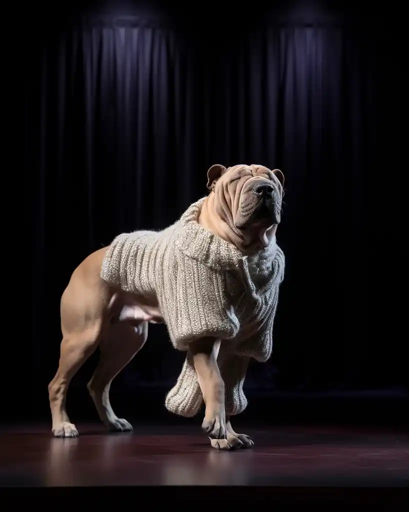 A sophisticated Shar Pei runway look 8