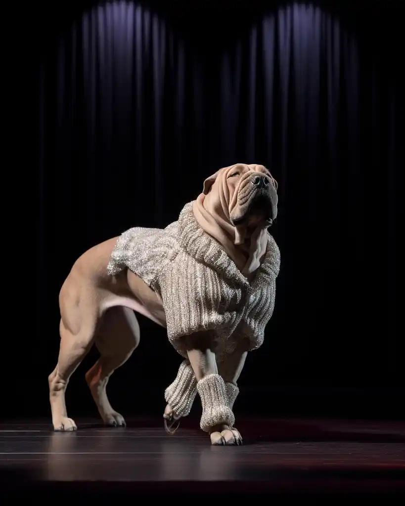 A sophisticated Shar Pei runway look 9